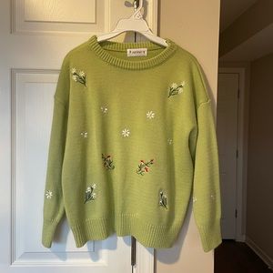 Green Embroidered FreeValley Sweater